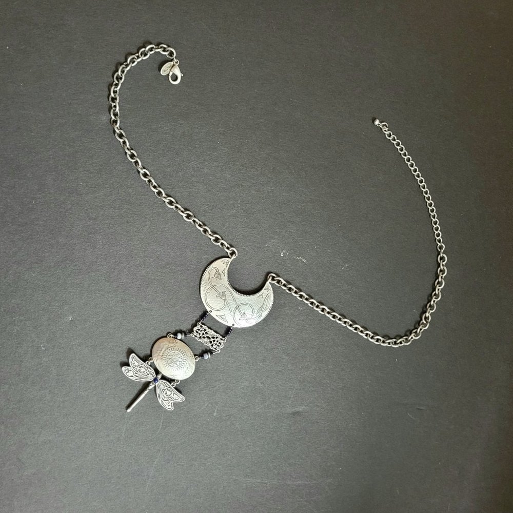 Chicos Silver Tone Multi Pendant Statement Boho N… - image 6